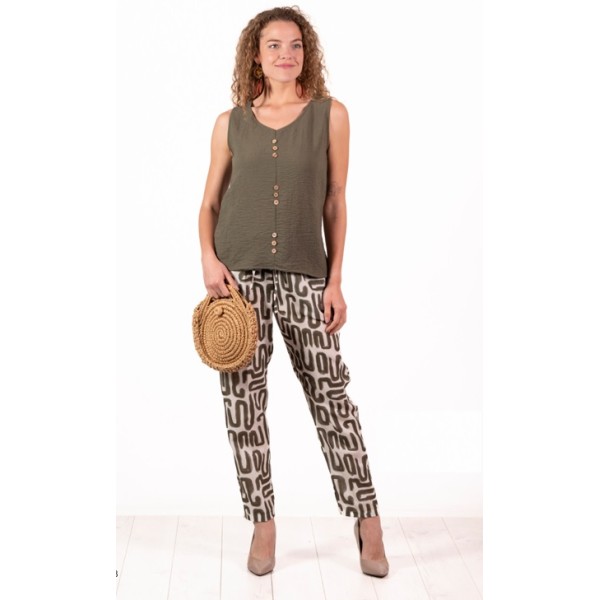 TOP BOTONES KAKI